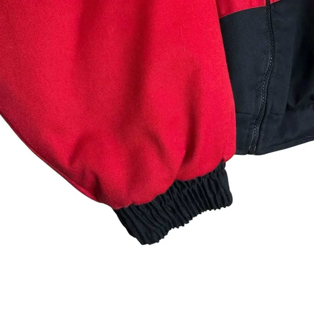 Vintage 90s NASCAR Color Block Jacket Red Black Blue‎ Yellow Full Zip Mens XL